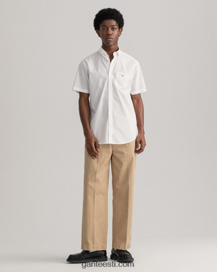 GANT mehed valge Tavalise istmega laia riidest lühikeste varrukatega särk NBR64N93