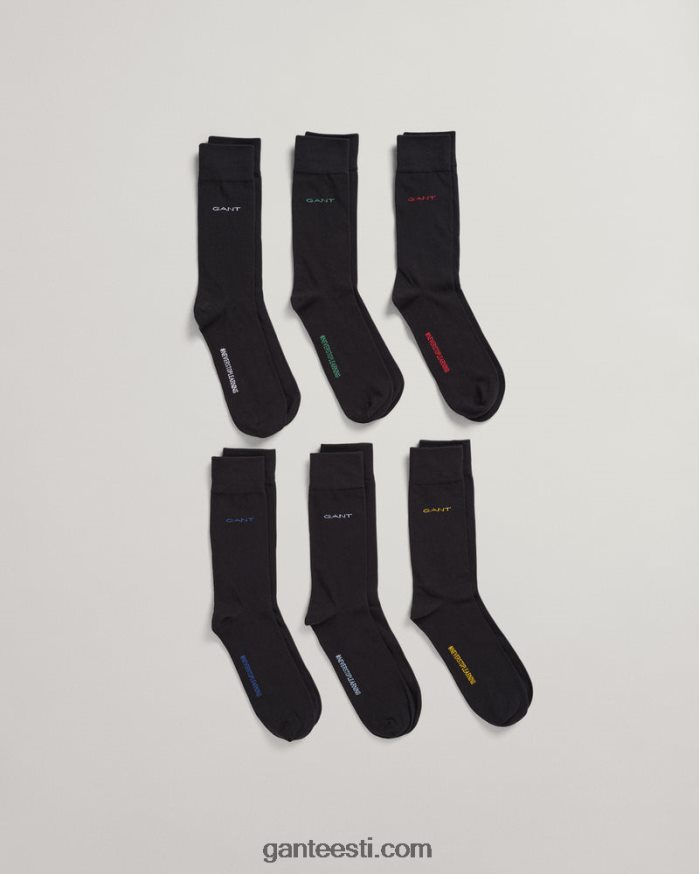 GANT mehed must 6 pakki pehmed puuvillased sokid NBR64N529