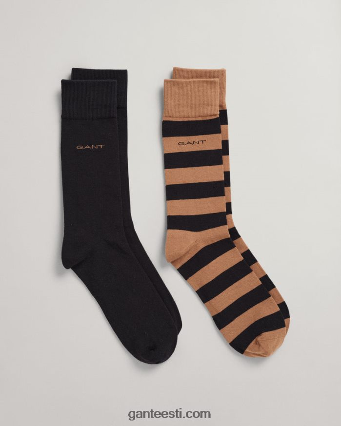 GANT mehed röstitud pähkel 2-pakendis ribatriibulised ja soliidsed sokid NBR64N532