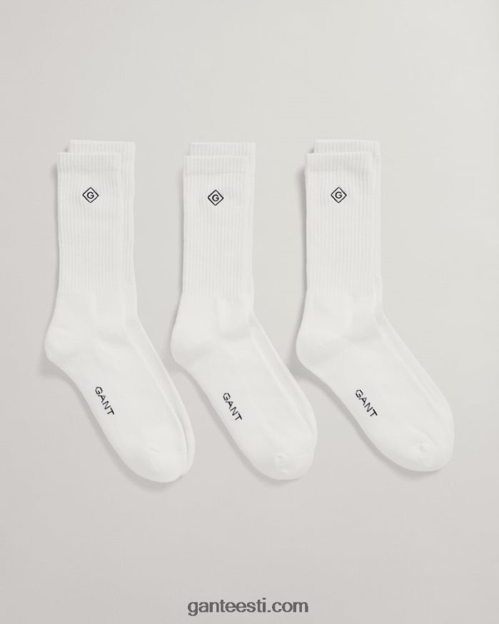 GANT mehed valge 3 komplekti spordisokid NBR64N528