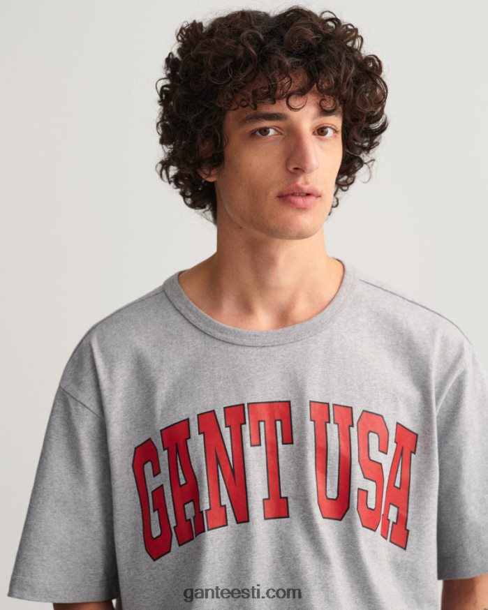 GANT mehed hall melanž USA graafiline t-särk NBR64N169