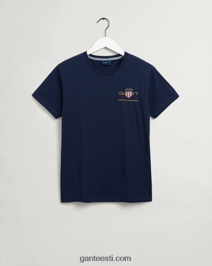 GANT mehed õhtusinine arhiivikilbi tikandiga t-särk NBR64N184