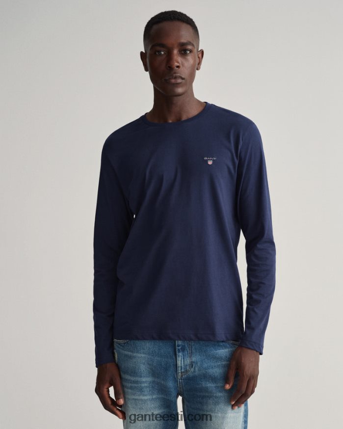 GANT mehed õhtusinine originaal pikkade varrukatega T-särk NBR64N180