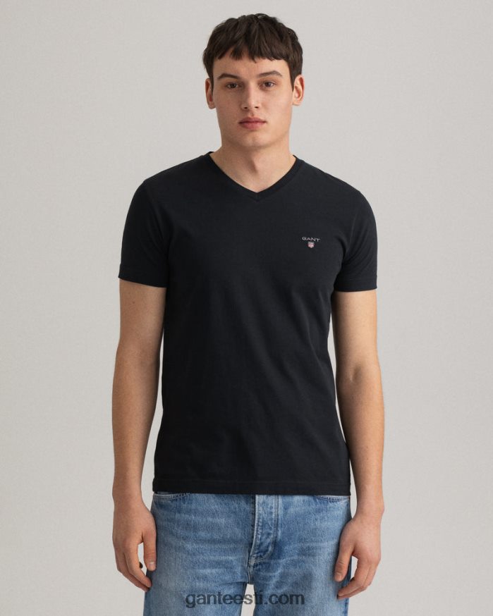 GANT mehed must originaal slim fit v-kaelusega T-särk NBR64N183