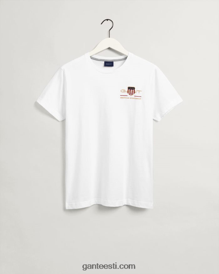 GANT mehed valge arhiivikilbi tikandiga t-särk NBR64N186