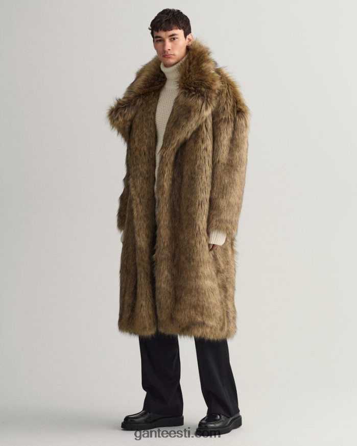 GANT mehed pruunikaspruun kunstkarusnahast mantel NBR64N396