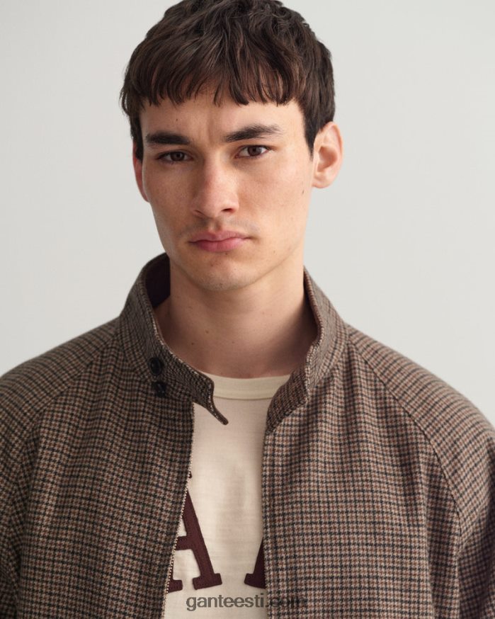 GANT mehed sarapuu beež kontrollitud villane harringtoni jope NBR64N381