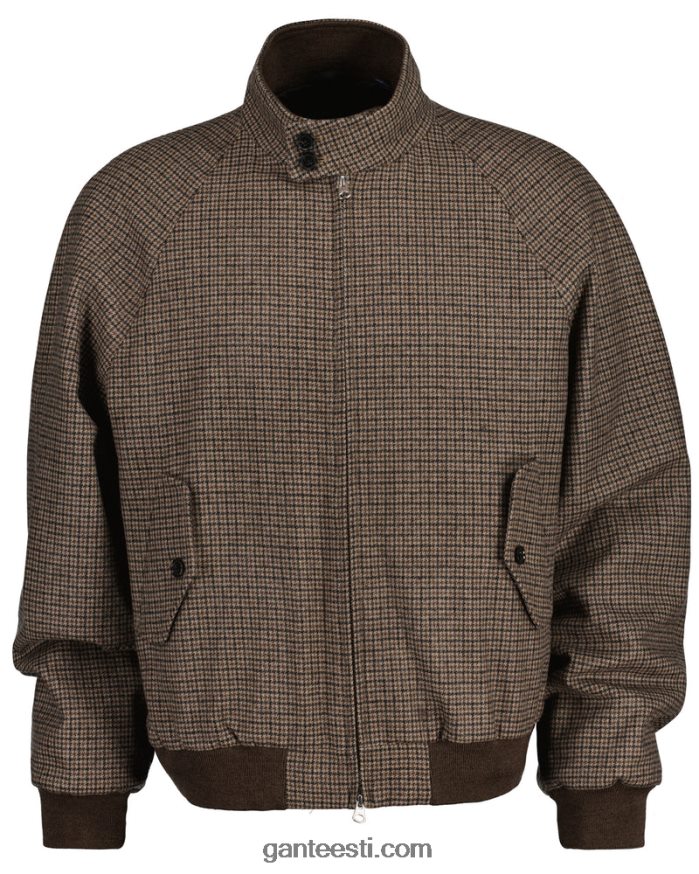 GANT mehed sarapuu beež kontrollitud villane harringtoni jope NBR64N381