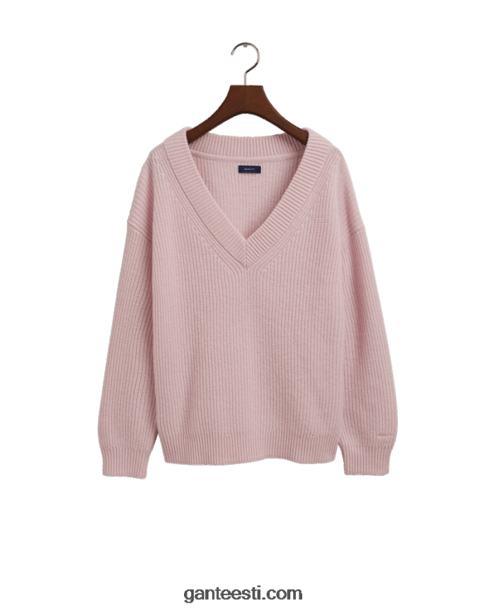 GANT naised hõbedane pojeng villane soonikuga v-kaelusega kampsun NBR64N704