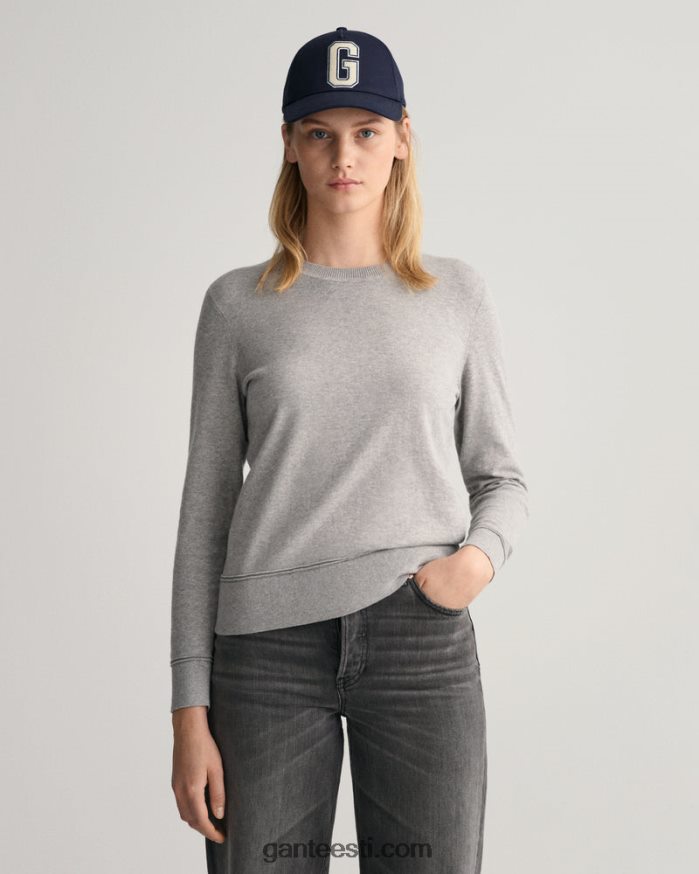 GANT naised hall melanž kerge puuvillane kaelusega kampsun NBR64N681