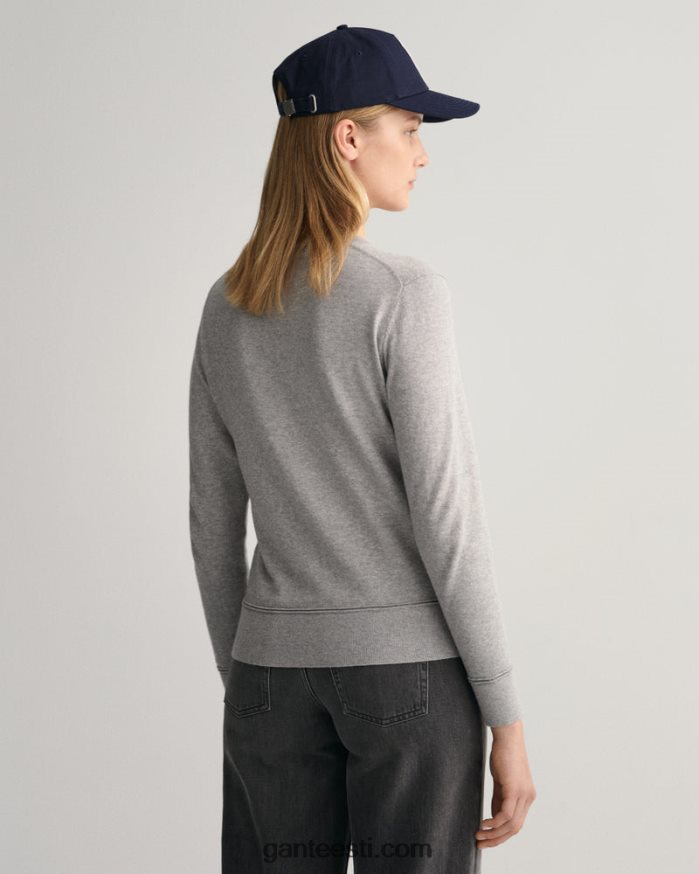 GANT naised hall melanž kerge puuvillane kaelusega kampsun NBR64N681