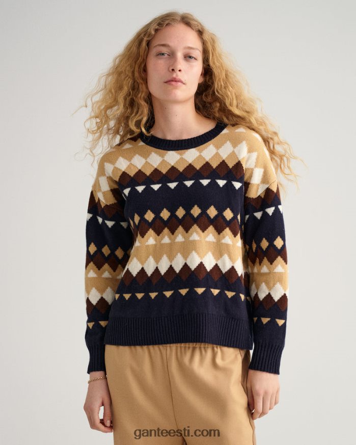 GANT naised õhtusinine fairisle crew kaelusega kampsun NBR64N655