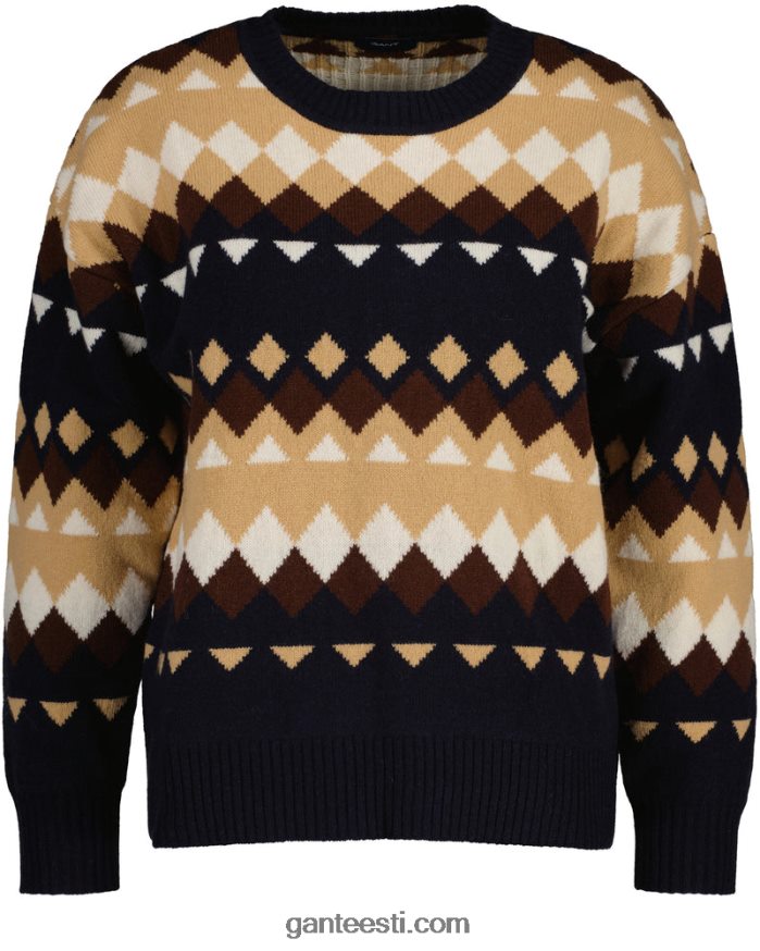 GANT naised õhtusinine fairisle crew kaelusega kampsun NBR64N655