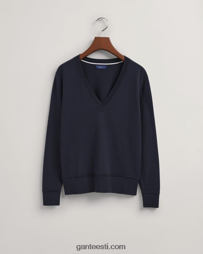 GANT naised õhtusinine kerge puuvillane v-kaelusega kampsun NBR64N701