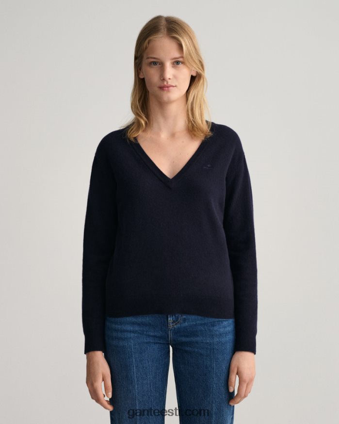 GANT naised õhtusinine ülipeen lambavillane v-kaelusega kampsun NBR64N695