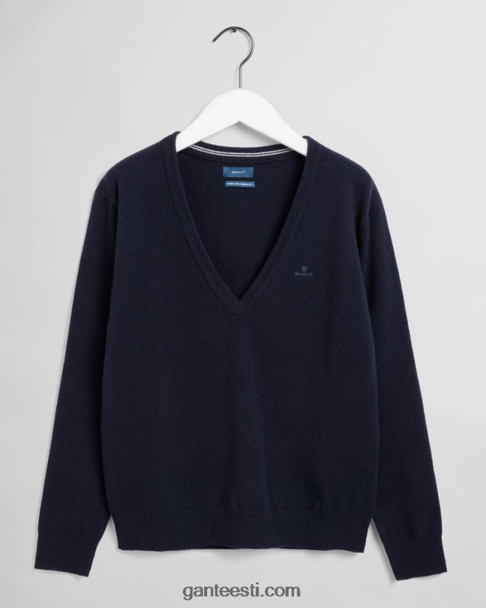 GANT naised õhtusinine ülipeen lambavillane v-kaelusega kampsun NBR64N695