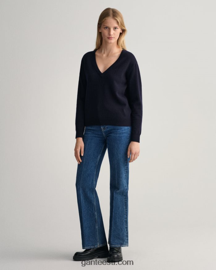 GANT naised õhtusinine ülipeen lambavillane v-kaelusega kampsun NBR64N695