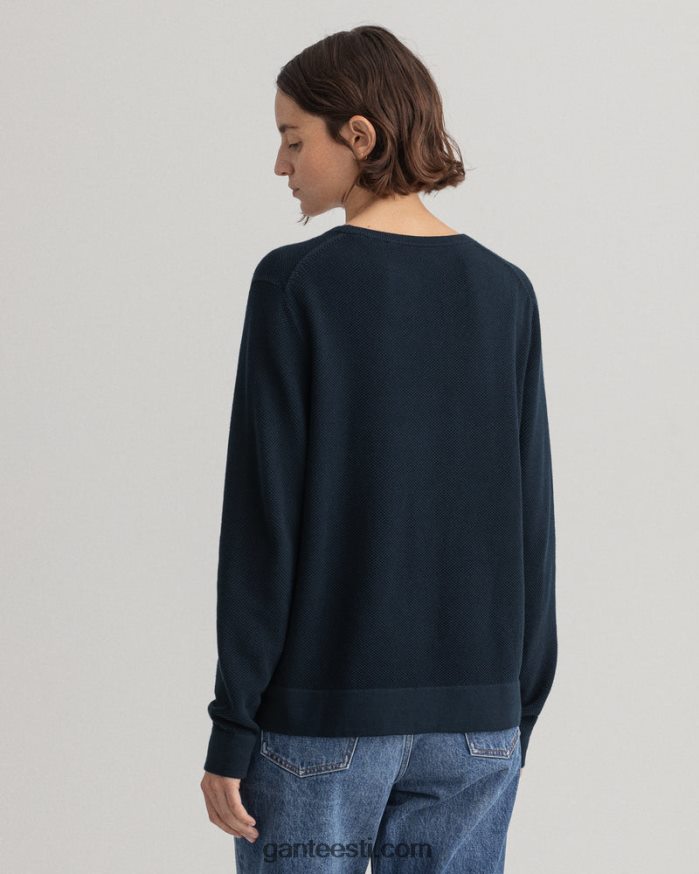 GANT naised õhtusinine puuvillane pikee kaelusega kampsun NBR64N698