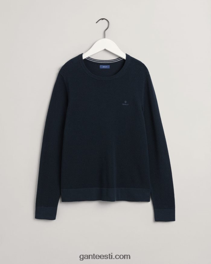 GANT naised õhtusinine puuvillane pikee kaelusega kampsun NBR64N698