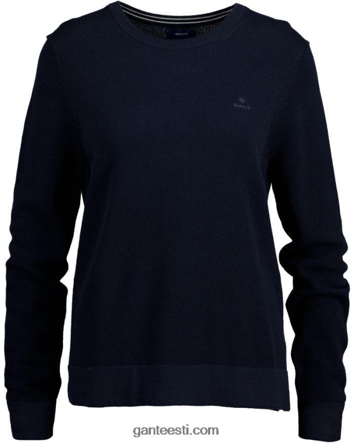 GANT naised õhtusinine puuvillane pikee kaelusega kampsun NBR64N698