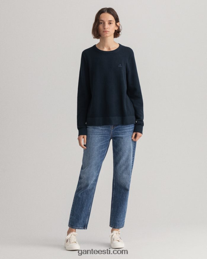 GANT naised õhtusinine puuvillane pikee kaelusega kampsun NBR64N698