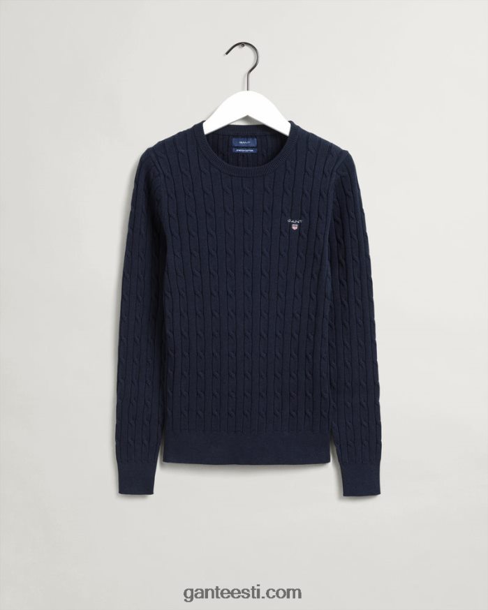 GANT naised õhtusinine veniv puuvillane kaabel-kaelusega kampsun NBR64N693