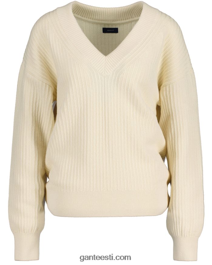 GANT naised kreem puuvillane soonikuga v-kaelusega kampsun NBR64N659