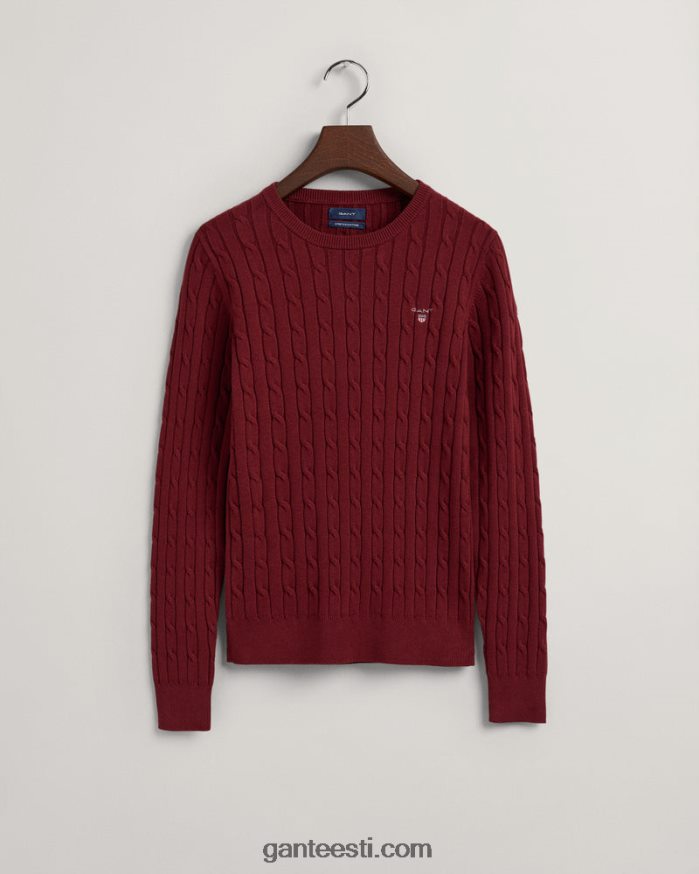 GANT naised punetav punane veniv puuvillane kaabel-kaelusega kampsun NBR64N706