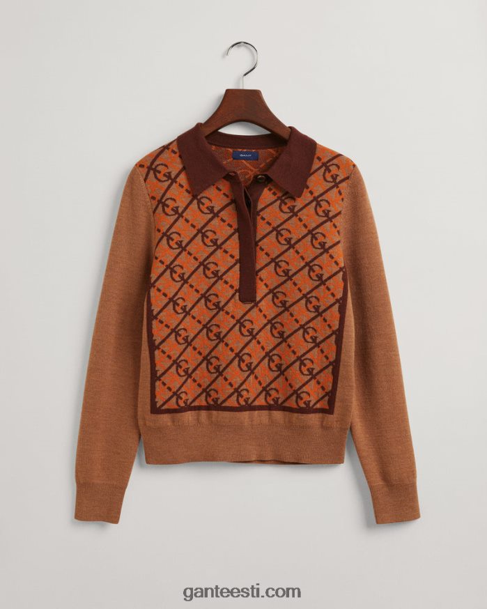 GANT naised röstitud pähkel g mustriga kraega ülaosa NBR64N657