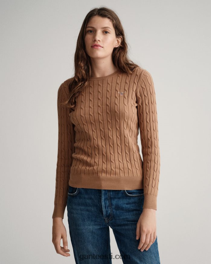 GANT naised röstitud pähkel veniv puuvillane kaabel-kaelusega kampsun NBR64N686