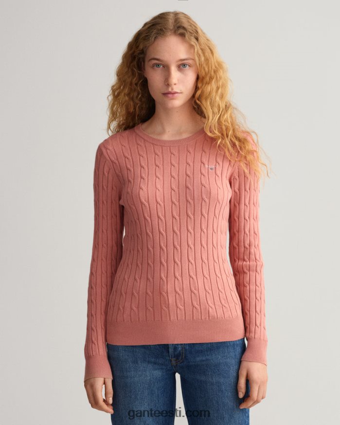 GANT naised terrakota roosa veniv puuvillane kaabel-kaelusega kampsun NBR64N682