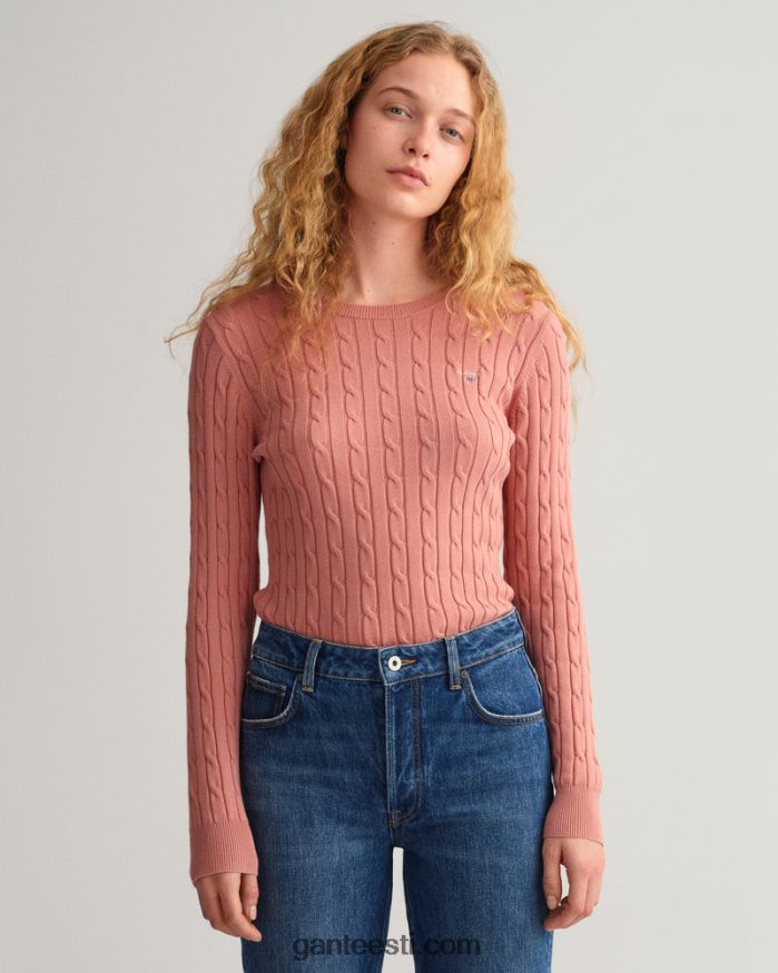GANT naised terrakota roosa veniv puuvillane kaabel-kaelusega kampsun NBR64N682