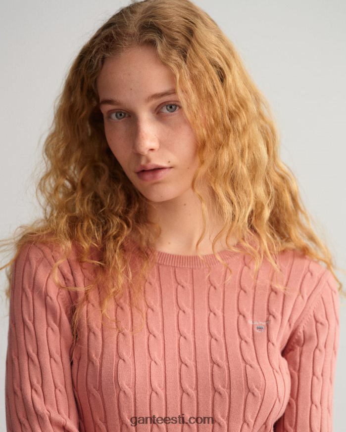 GANT naised terrakota roosa veniv puuvillane kaabel-kaelusega kampsun NBR64N682