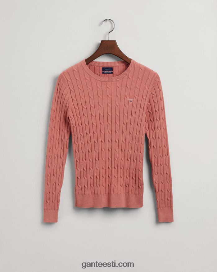 GANT naised terrakota roosa veniv puuvillane kaabel-kaelusega kampsun NBR64N682