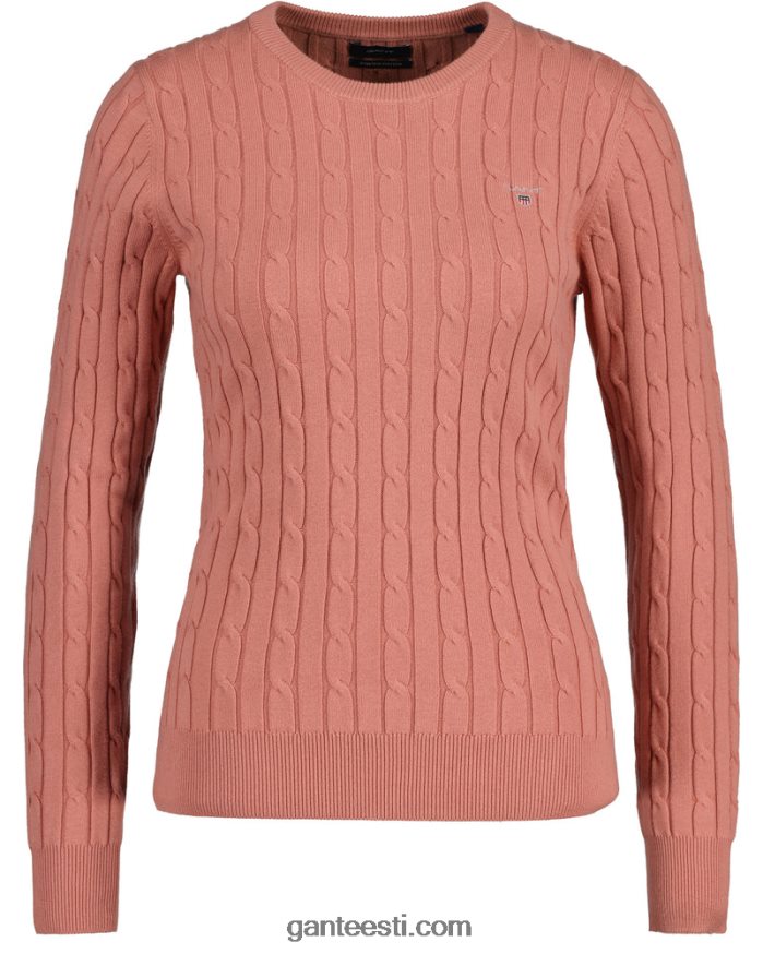 GANT naised terrakota roosa veniv puuvillane kaabel-kaelusega kampsun NBR64N682