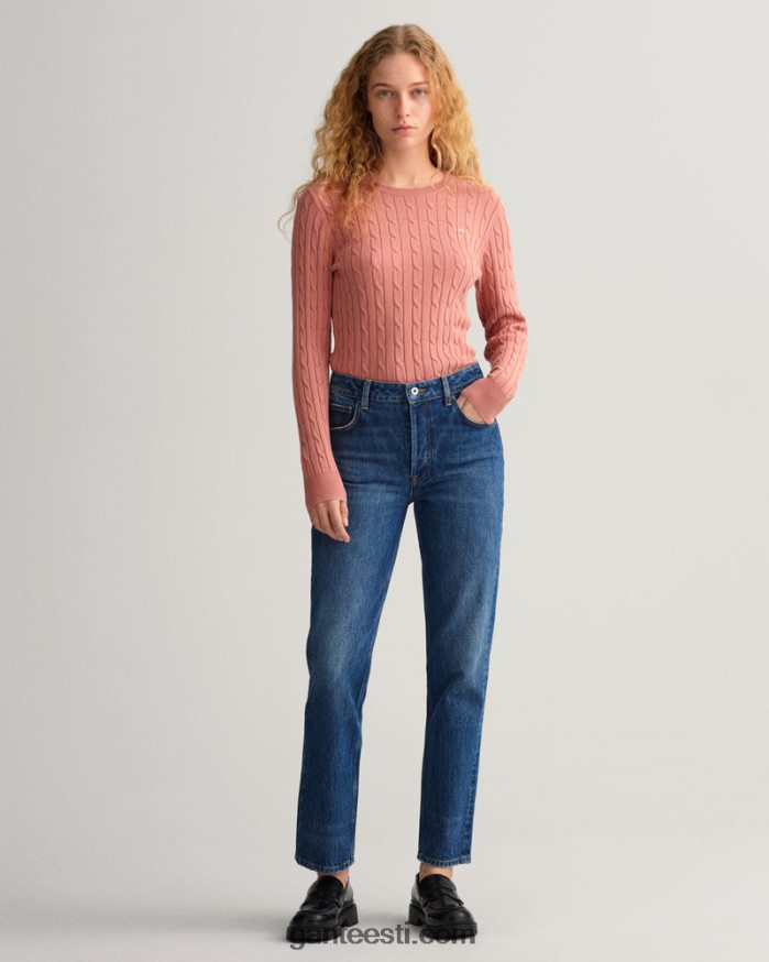 GANT naised terrakota roosa veniv puuvillane kaabel-kaelusega kampsun NBR64N682