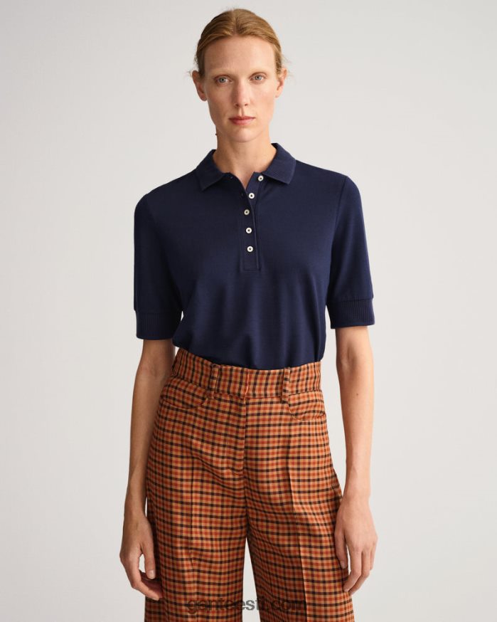 GANT naised õhtusinine detail kaelusega pikee polosärk NBR64N602