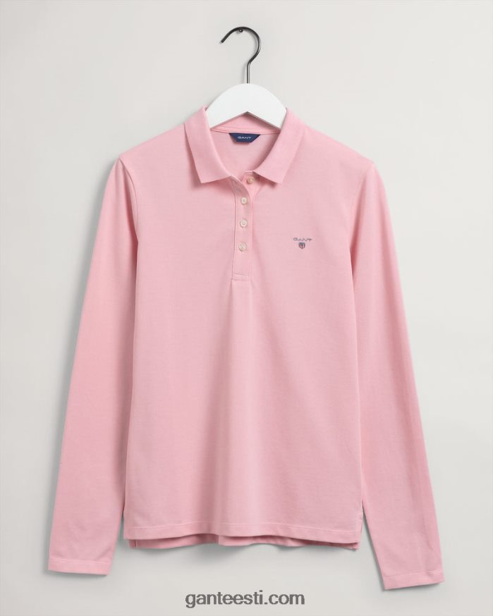 GANT naised preppy roosa originaal pikkade varrukatega polosärk NBR64N609
