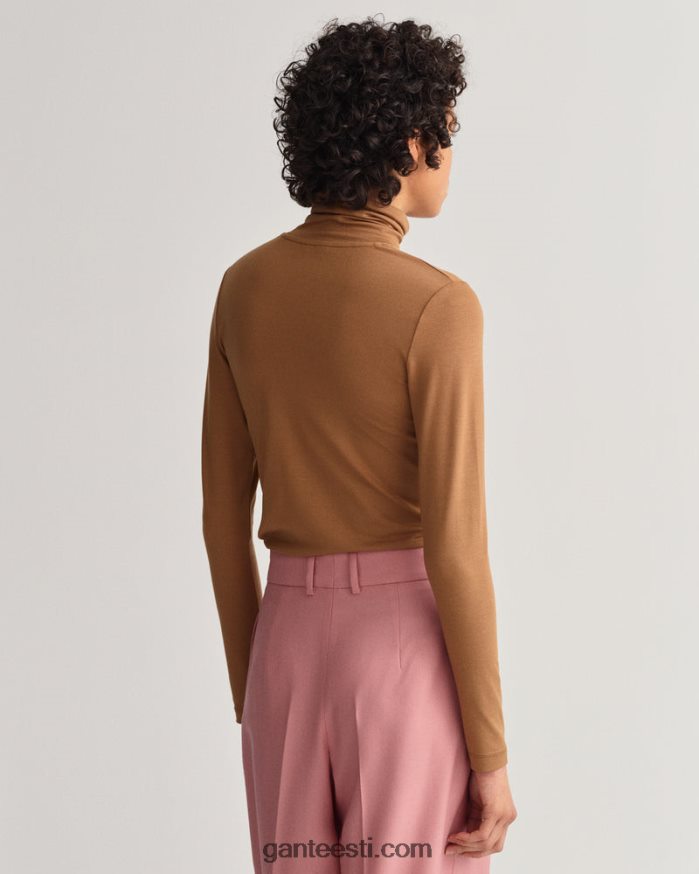 GANT naised röstitud pähkel trikoo pikkade varrukatega kaelusega kampsun NBR64N624