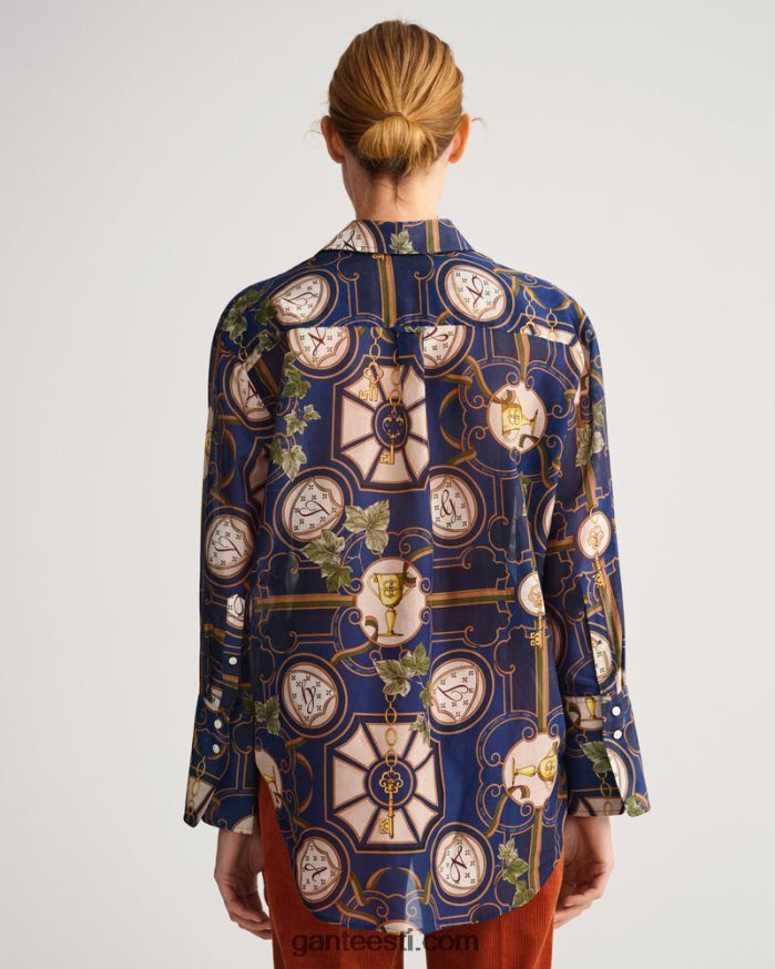 GANT naised õhtusinine lõdvestunud istuvusega ameerika luksuslik puuvillane siidisärk NBR64N586