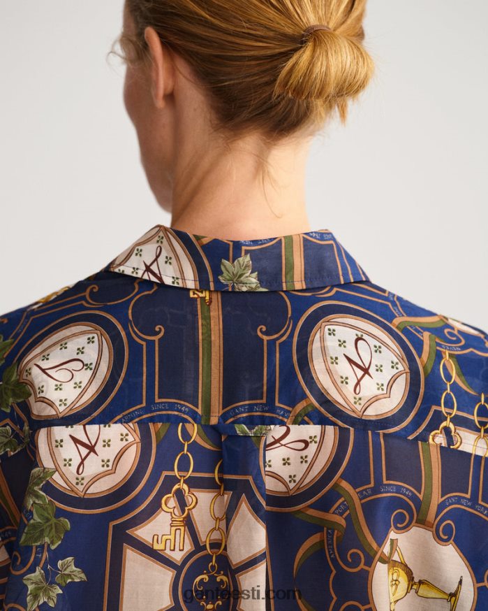 GANT naised õhtusinine lõdvestunud istuvusega ameerika luksuslik puuvillane siidisärk NBR64N586