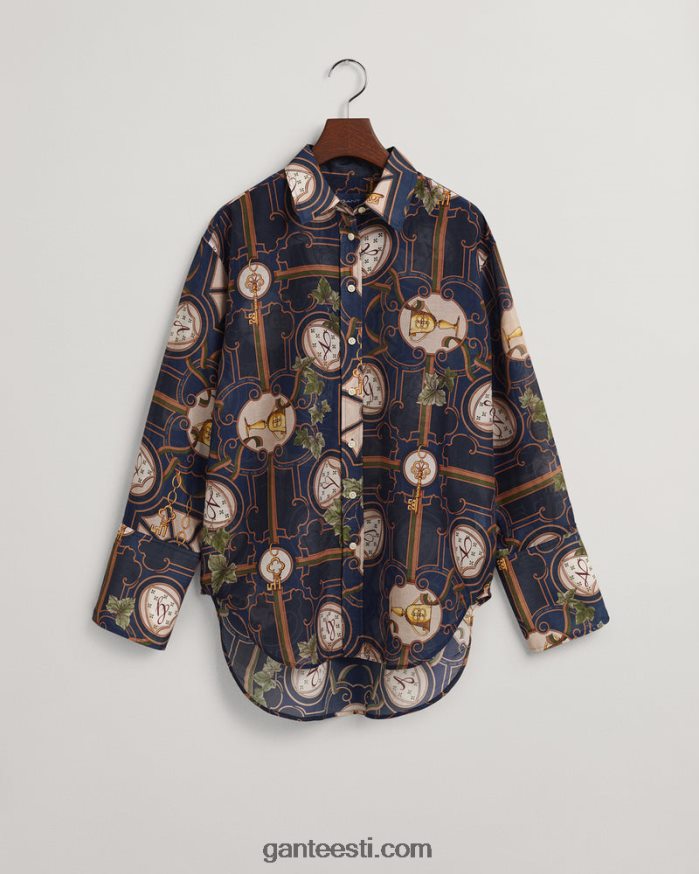 GANT naised õhtusinine lõdvestunud istuvusega ameerika luksuslik puuvillane siidisärk NBR64N586