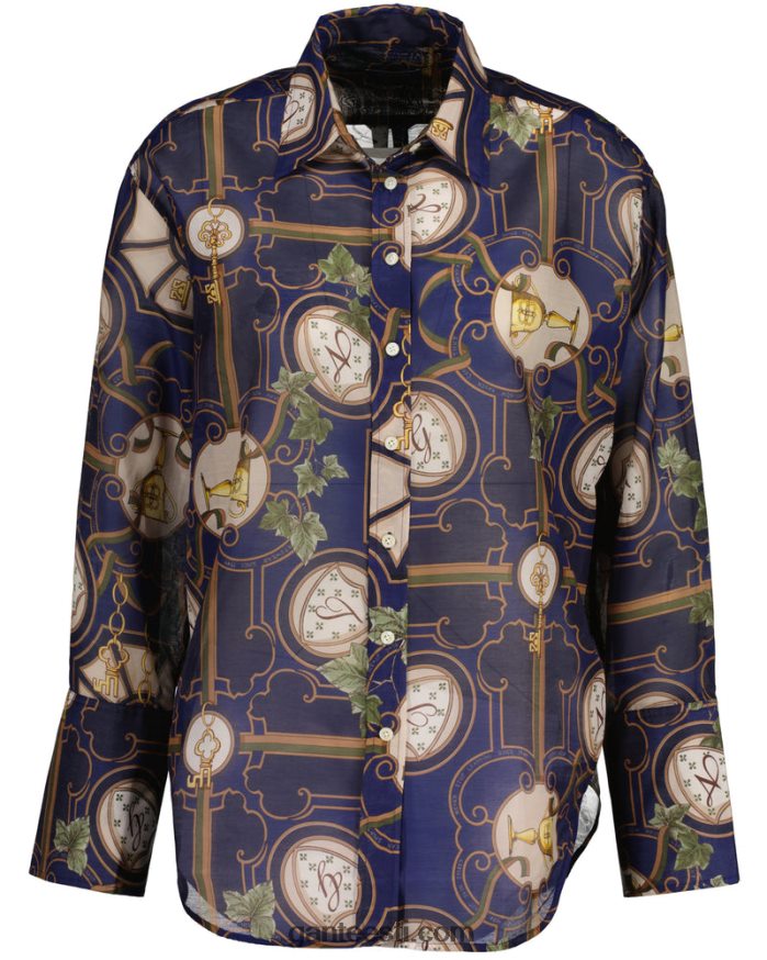 GANT naised õhtusinine lõdvestunud istuvusega ameerika luksuslik puuvillane siidisärk NBR64N586